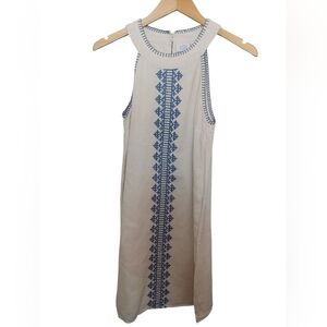 Sigrid Olsen 100% linen embroidered sleeveless midi dress sz xs coastal boho